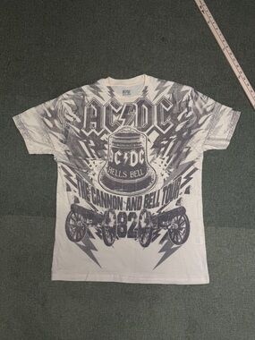 AC/DC White and Gray 'Hells Bell' Short Sleeve Tee